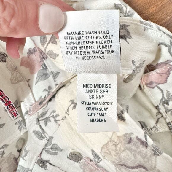 Hudson London Nico Midrise SPR Ankle Skinny Jeans in White Floral Women’s Siz 26 - Picture 7 of 8